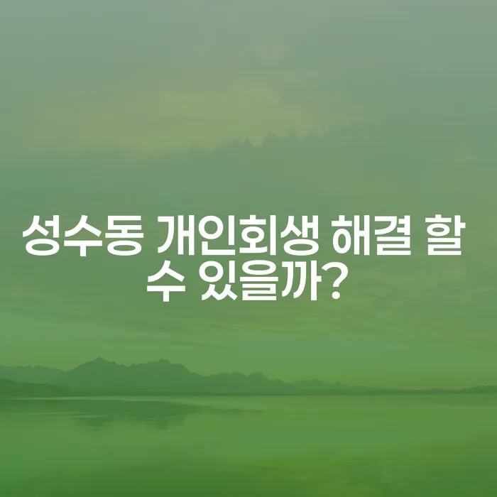 성수동 개인회생 해결 할 수 있을까?